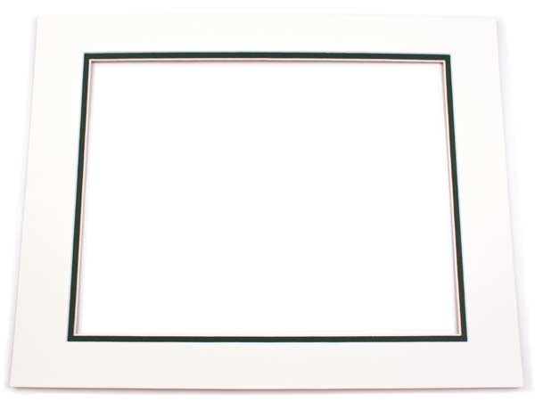 Mount Board Double thick Ivory/dark Green 30.5x40.6cm with 19.4x29.5cm Window