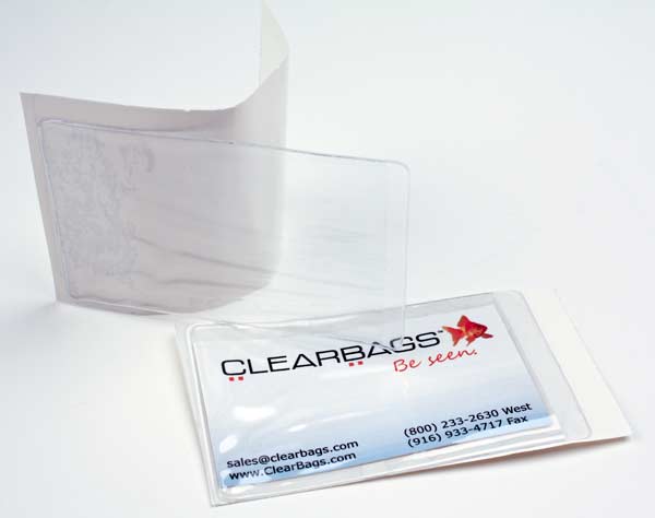 Vinyl Business Card Pouch 5.9x8.9cm Adhesive Back
