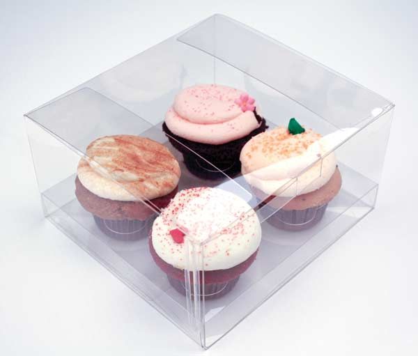 Plastic Gift Boxes for 4 Cupcakes or muffins 19.1x17.8x10.2cm (100 pieces) [CBS177]