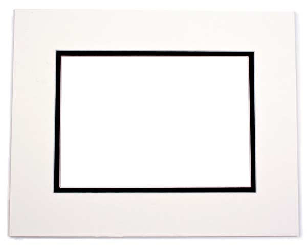 Mount Board Double thick Ivory/Black 27.9x35.6cm with 20.6x27cm Window (10 pieces) [MD20080]