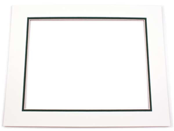 Mount Board Double thick Ivory/dark Green 27.9x35.6cm with 19.4x24.5cm Window (10 pieces) [MD20035]