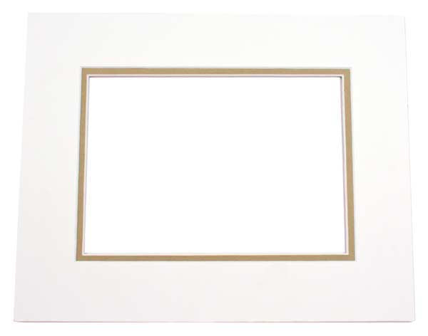 Mount Board Double thick Ivory/Olive Green 27.9x35.6cm with 19.4x24.5cm Window (10 pieces) [MD20022]