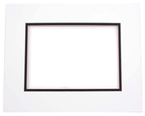Mount Board Double thick White/Black 40.6x50.8cm with 27x34.6cm Window (10 pieces) [MD20050]