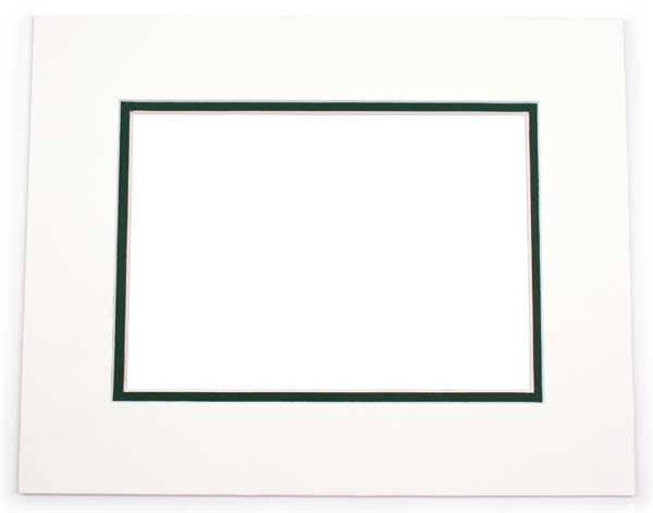Mount Board Double thick White/dark Green 27.9x35.6cm with 19.3x24.5cm Window (10 pieces) [MD20208]