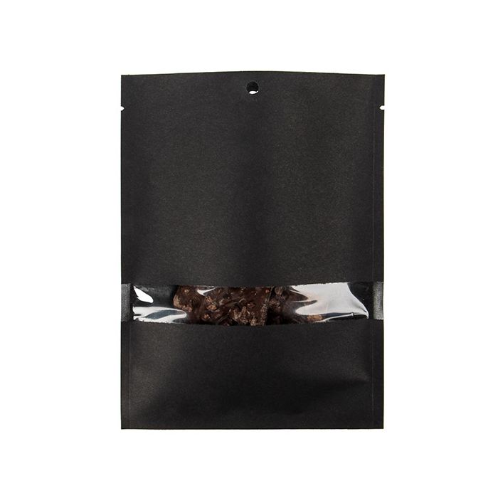 Kraft Bags Black Eco-fiendly 12,7x17,8 cm Sealable With Window 