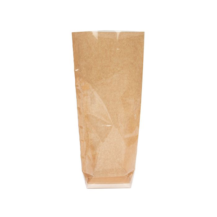 Kraft Block Bottom Bags w/ Paper Insert Backed 8.9x5.7x30.5 cm (100 Pieces) [FGKB16]