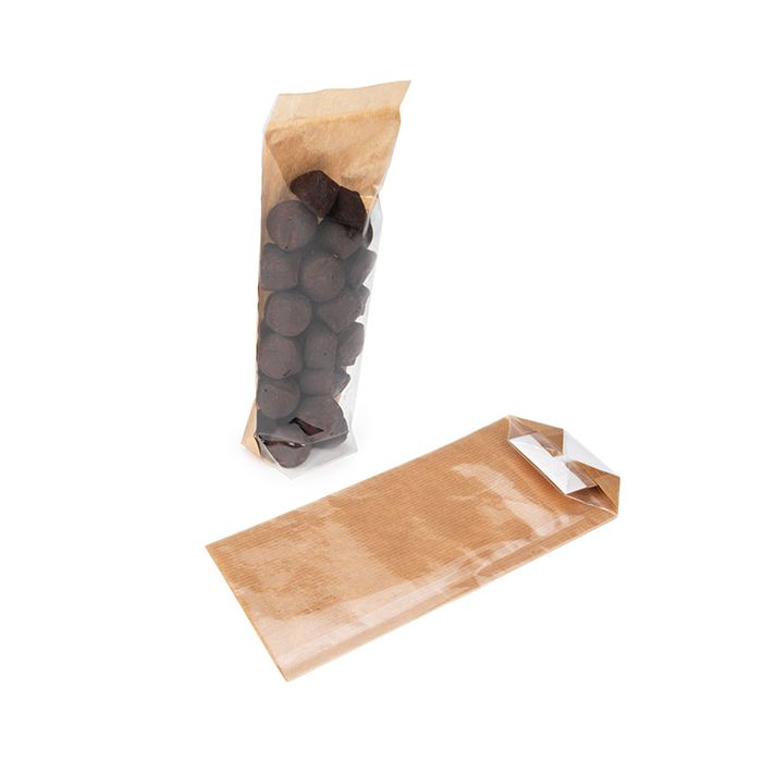 Kraft Block Bottom Bags w/ Paper Insert 5.1x4.4x21.6 cm (100 Pieces) [FGKB20]