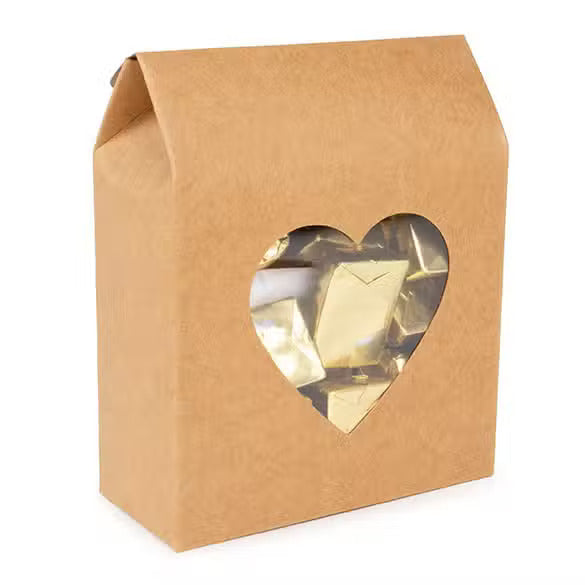 Kraft Gift Boxes with Heart Window 10,5x4,4x13,3 cm (25 pieces) [FS349]