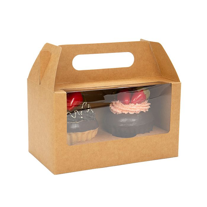 Double Cupcake Handle Box Kraft Set 17,8x10,2x10,2cm (100 Sets) [CBS173K]