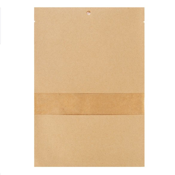 Kraft Bags Compostable 15.2x22.9cm with Window and Sealable (100 pieces) [KHS69W]