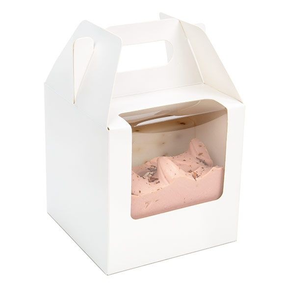 White Paper Handle Box 10.2x10.2x10.2cm w/ Window (25 Pieces) [WGWG57]