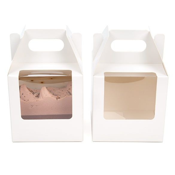 White Paper Handle Box 10.2x10.2x10.2cm w/ Window (25 Pieces) [WGWG57]