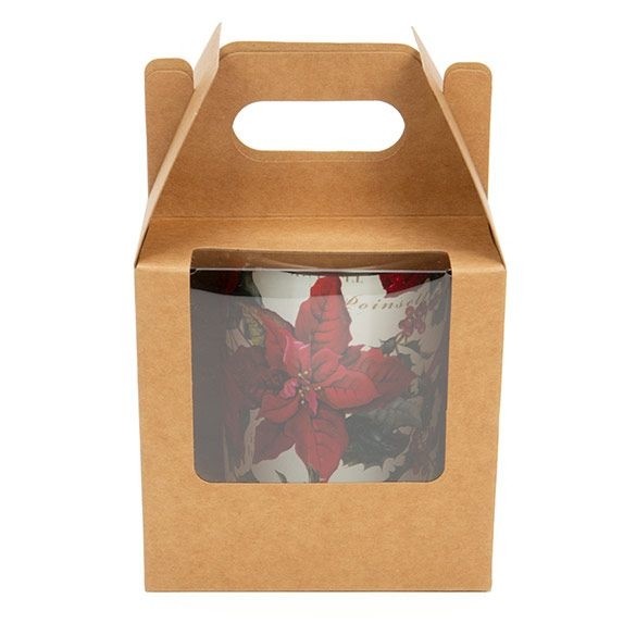 Kraft Paper Handle Box 10.2x10.2x10.2cm w/ Window (25 Pieces) [WKRG57]