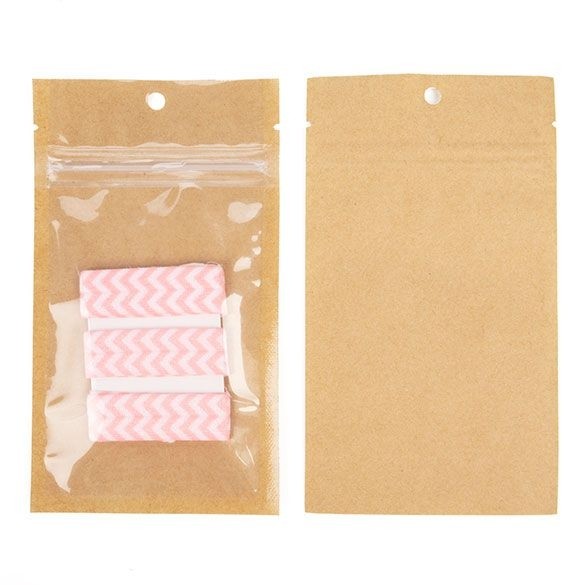 Kraft Barrier Bags with clear front 7.6 x 11.4cm w/Tear Notches (100 Pieces) [HZB3KC]