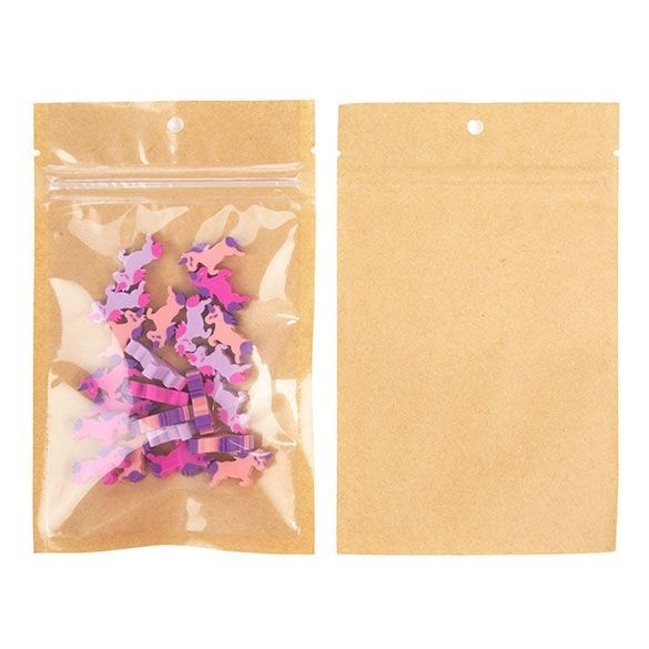 Kraft Barrier Bags with clear front 9.2 x 12.7cm w/Tear Notches (100 Pieces) [HZB4KC]