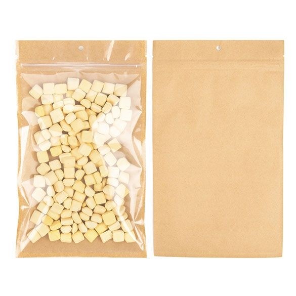 Kraft Barrier Bags with clear front 15.2 x 23.5cm w/Tear Notches (100 Pieces) [HZB7KC]