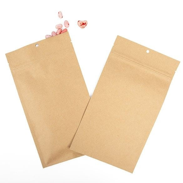 Kraft Hanging Barrier Bags 12.7 x 20.8cm w/Tear Notches (100 Pieces) [HZBB6K]