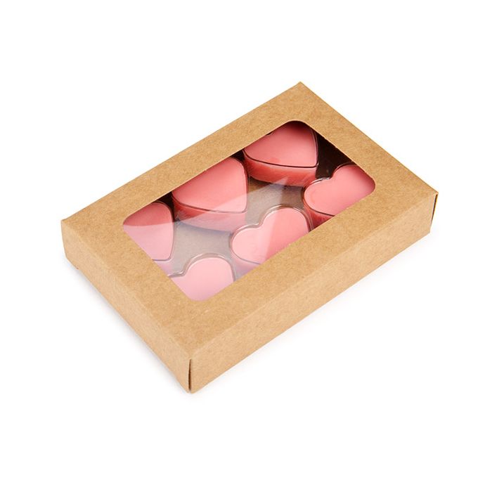 Kraft Artisan Candy Box Set, Heart Insert 7x2.1x10.3 cm (25 pieces) [CNDYH275]