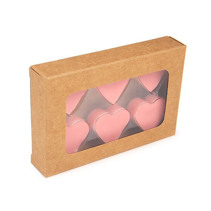 Kraft Artisan Candy Box Set, Heart Insert 7x2.1x10.3 cm (25 pieces) [CNDYH275]