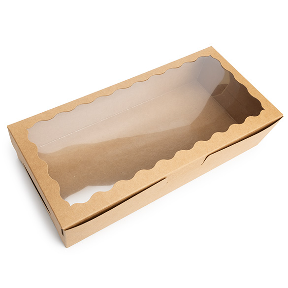 Kraft Paper Scalloped Window Box 30x6,5x14cm (25 pcs) [WKRG125]