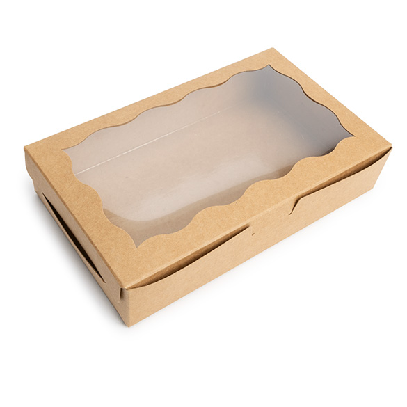 Kraft Paper Scalloped Window Box 17,8x3,8x11cm (25 pcs) [WKRG74]