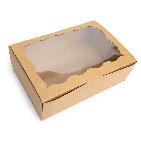 Kraft Paper Scalloped Window Box 22,1x7x15,1cm (25 pcs) [WKRG86]