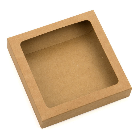Kraft Gift Boxes 10.5x2.2x10.5cm Window Cut out (25 pieces) [WKR245]