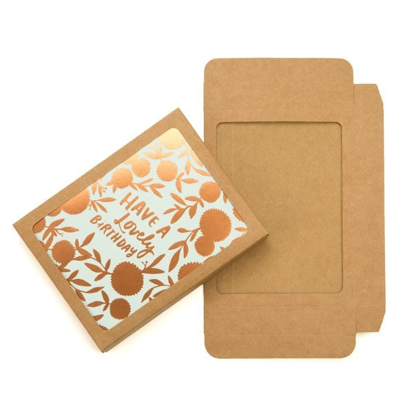 Kraft Gift Boxes 11.4x2.2x14.9cm Window Cut out (25 pieces) [WKR247]