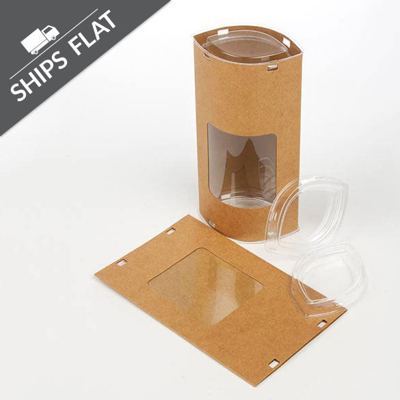 Kraft Gift Boxes oval 7.8x5.2x15.4cm with Window (25 pieces) [KTEWS26]
