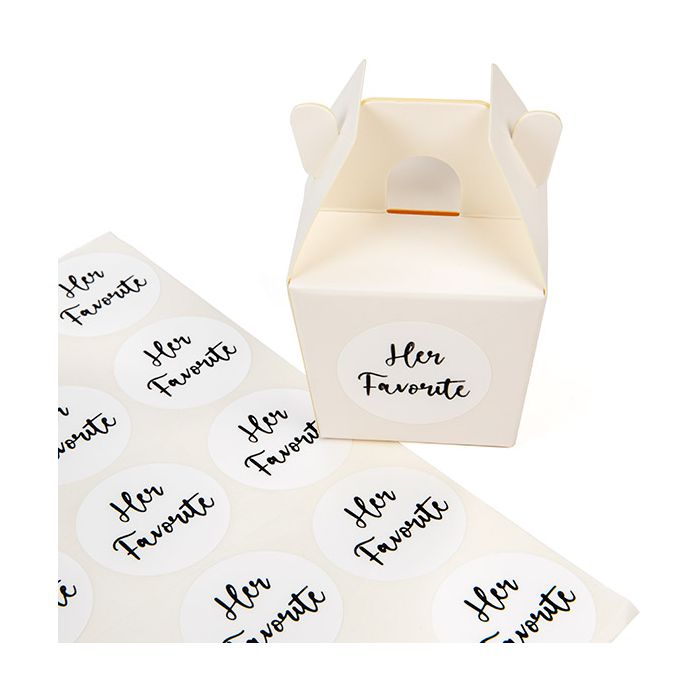 Stickers Round Her Favorite (White w/ Black Text) 3,8 cm (1 Sheet) [LS1HHER]