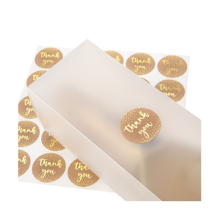 Stickers Round Thank You (Kraft w/ Gold Text) 3,8 cm (1 Sheet) [LS1HKTY]