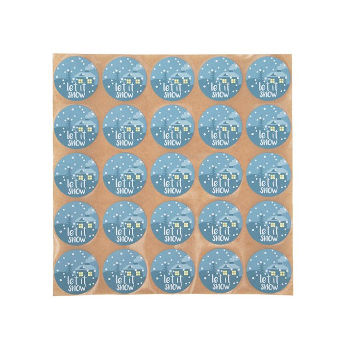 Stickers Round Let It Snow (Blue w/ White Hot Stamp) 3,8 cm (1 Sheet) [LS1HLIS]