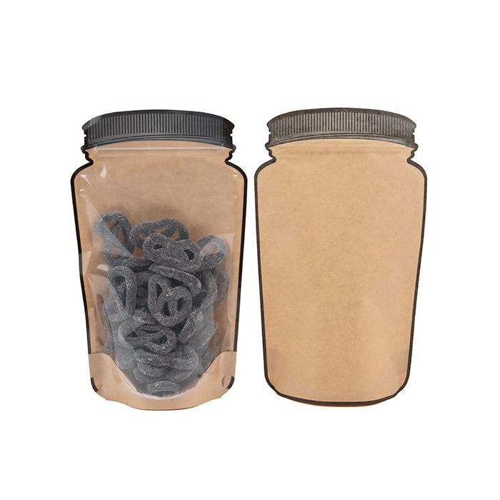 Mason Jar Zipper Pouch Kraft w/ Clear Front 15,2x7,9x25,4cm (100 Pieces) [SP7KCZ]