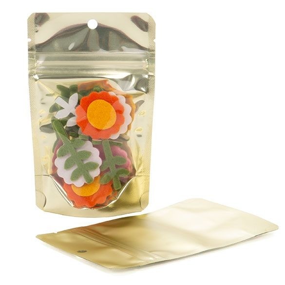 Stand Up Pouches Transparent/Matt Gold 7.9x5.1x13cm | 28 grams