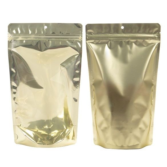 Stand Up Pouches Transparent/Matt Gold 17.1x8.9x28.6cm | 340 grams (100 pieces) [ZBGMG4]