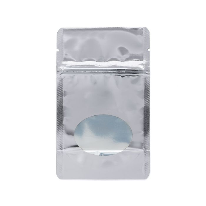 Stand Up Pouches Silver with oval Window 8x5x13cm | 28 grams (100 pieces) [ZBGMO1S]