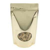Stand Up Pouches Gold with oval Window 17.1x8.9x28.6cm | 340 grams