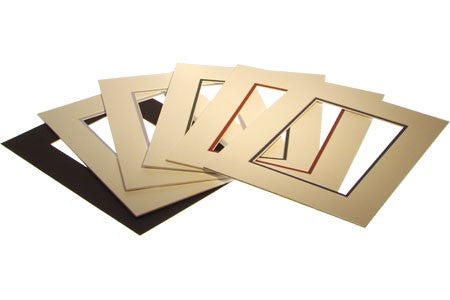 Mount Board Double thick Ivory/Gold 20.3x25.4cm with 11.8x16.8cm Window (10 pieces) [MD20018]