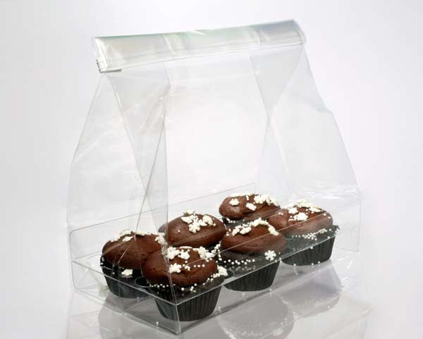 Bags Set for 6 Mini Cupcakes 17.8x10.2x22.9cm with White Insert (100 pieces) [CBG6]