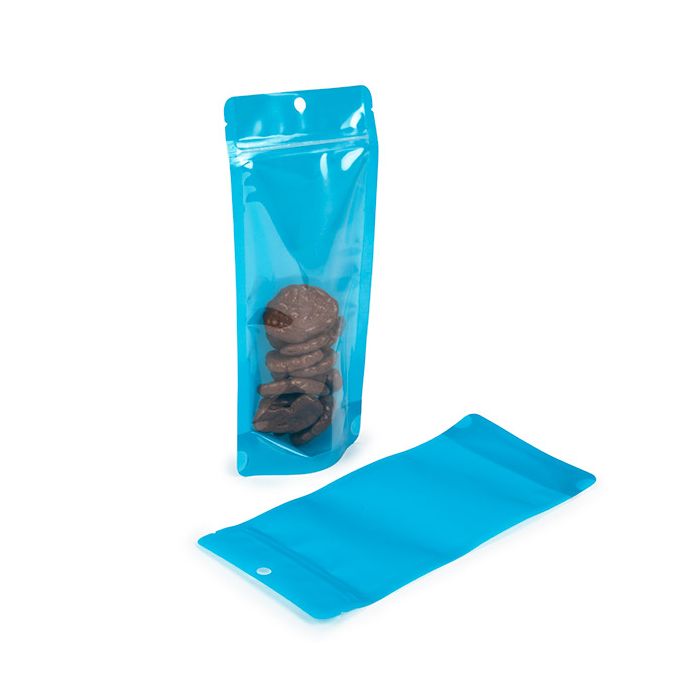 Stand Up Pouch Neon Blue 10.8x6x23.8 cm w/ Hang Hole (100 pieces) [ZBGN1NBL]