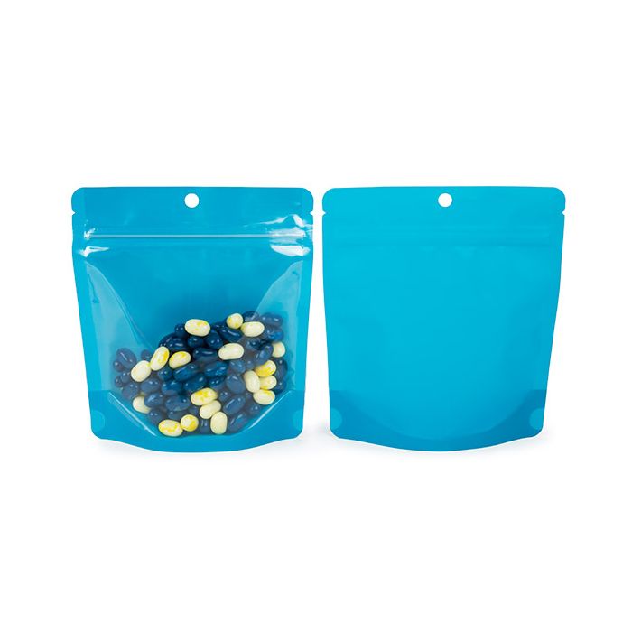 Stand Up Pouch Neon Blue 15.9x6.4x14.6 cm w/ Hang Hole (100 pieces) [ZBGNSHZBL]