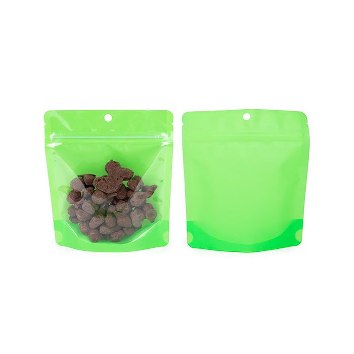 Stand Up Pouch Neon Green 15.9x6.4x14.6 cm w/ Hang Hole (100 pieces) [ZBGNSHZGR]