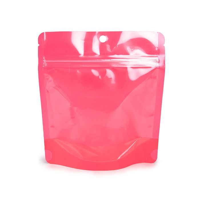 Stand Up Pouch Neon Pink 15.9x6.4x14.6 cm w/ Hang Hole (100 pieces) [ZBGNSHZPK]