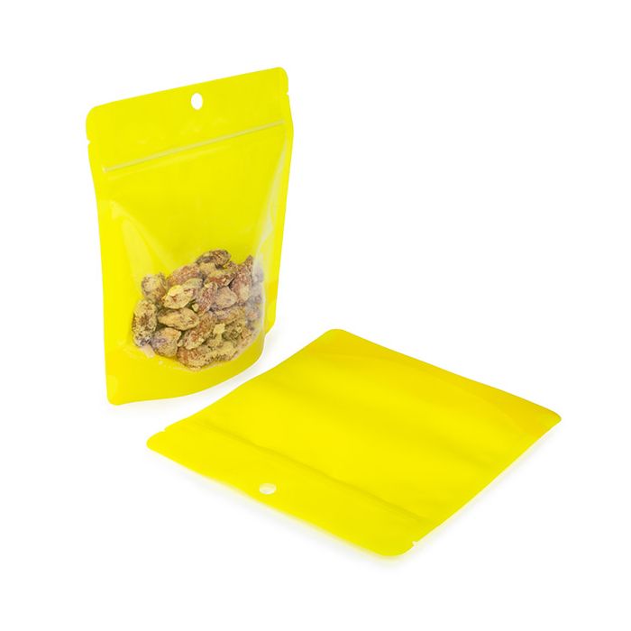 Stand Up Pouch Neon Yellow 15.9x6.4x14.6 cm w/ Hang Hole (100 pieces) [ZBGNSHZYW]