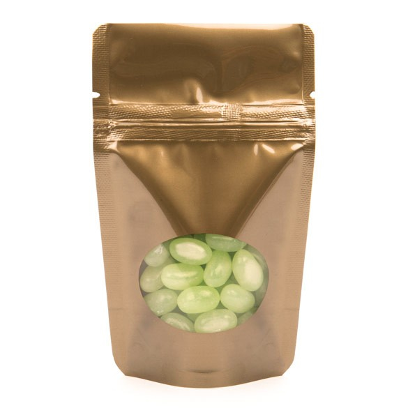 Stand Up Pouches Bronze with oval Window 8x5x13cm | 28 grams (100 pieces) [ZBGO1BZ]