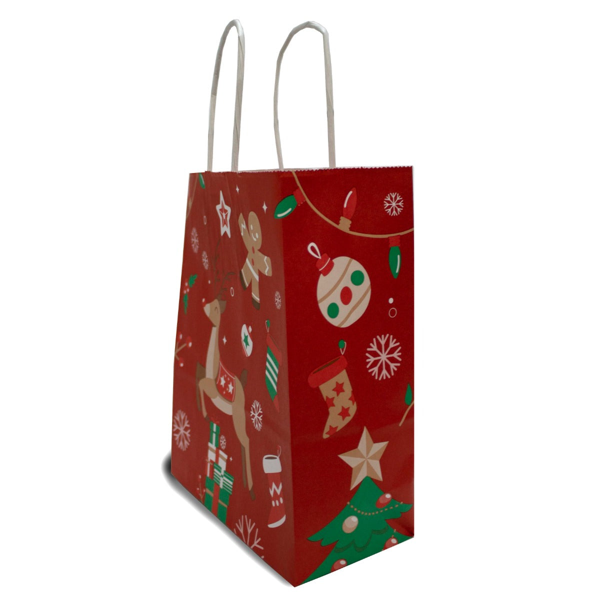 Paper Carrier Bags Xmas 18+8x22cm Kraft 90 grams (50 pcs) [PAM1822RXmas]