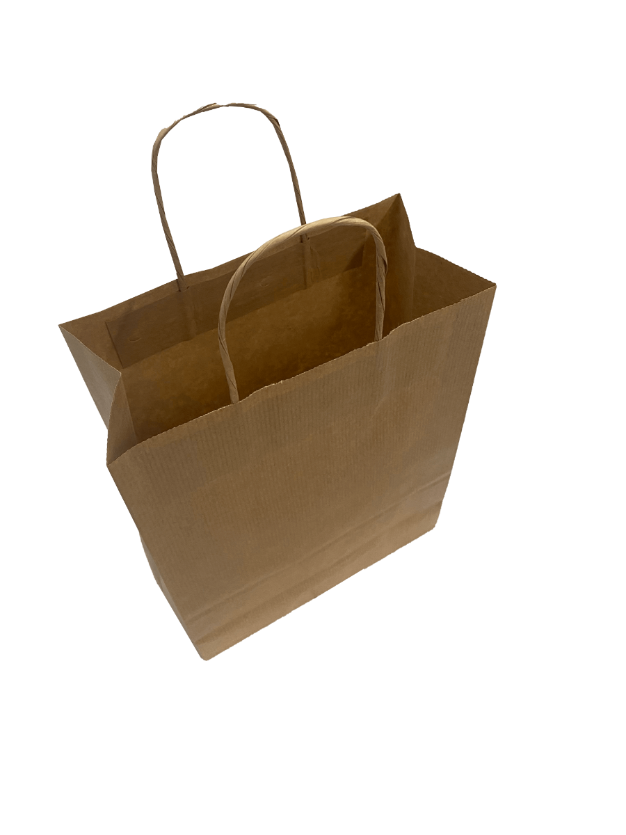 Paper Carrier Bags Brown 22x10x28cm Kraft 90 grams with twisted handles (50 pieces) [PAMB2231]