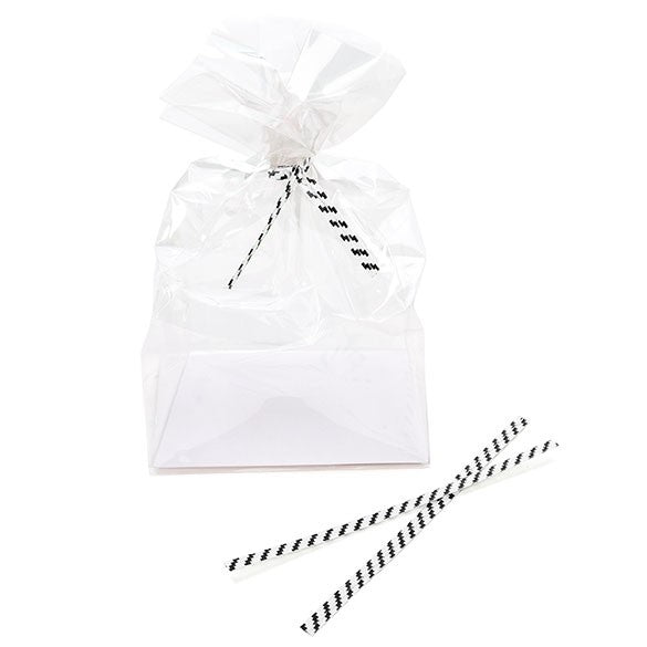 Tin Ties 10.2x0.4cm Paper White/Black striped (1.000 pieces) [TT4WKS]