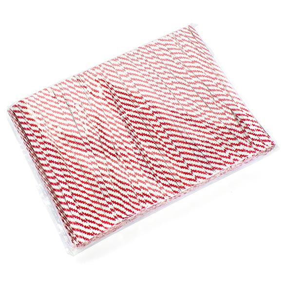 Tin Ties 10.2x0.4cm Paper White/Red striped (1.000 pieces) [TT4WRS]