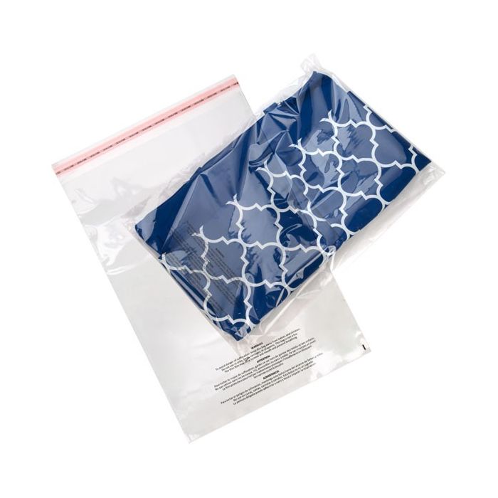 Plastic Bags with Suffocation Warning 35.6x50.8cm Reclosable (100 pieces) [PFW11420]
